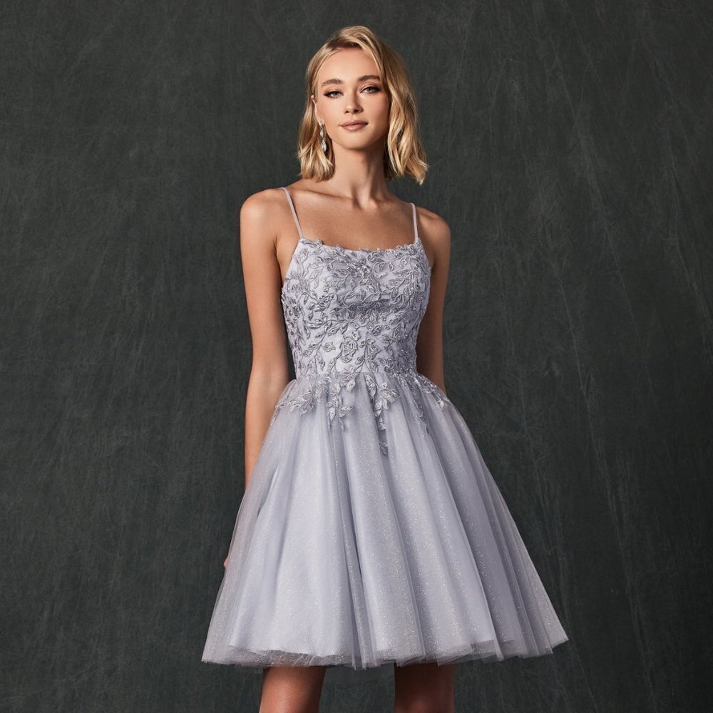 N/A NEW OFF SHOULDER SLEEVELESS BABY DOLL DRESS EMBROIDERED WITH RHINESTONES 860